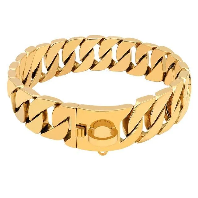Gold Cuban Link Chain Collars for Dogs