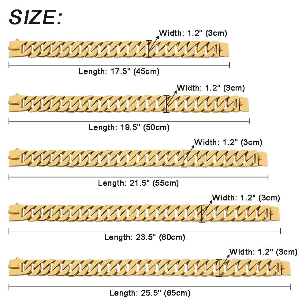 Gold Cuban Link Chain Collars for Dogs