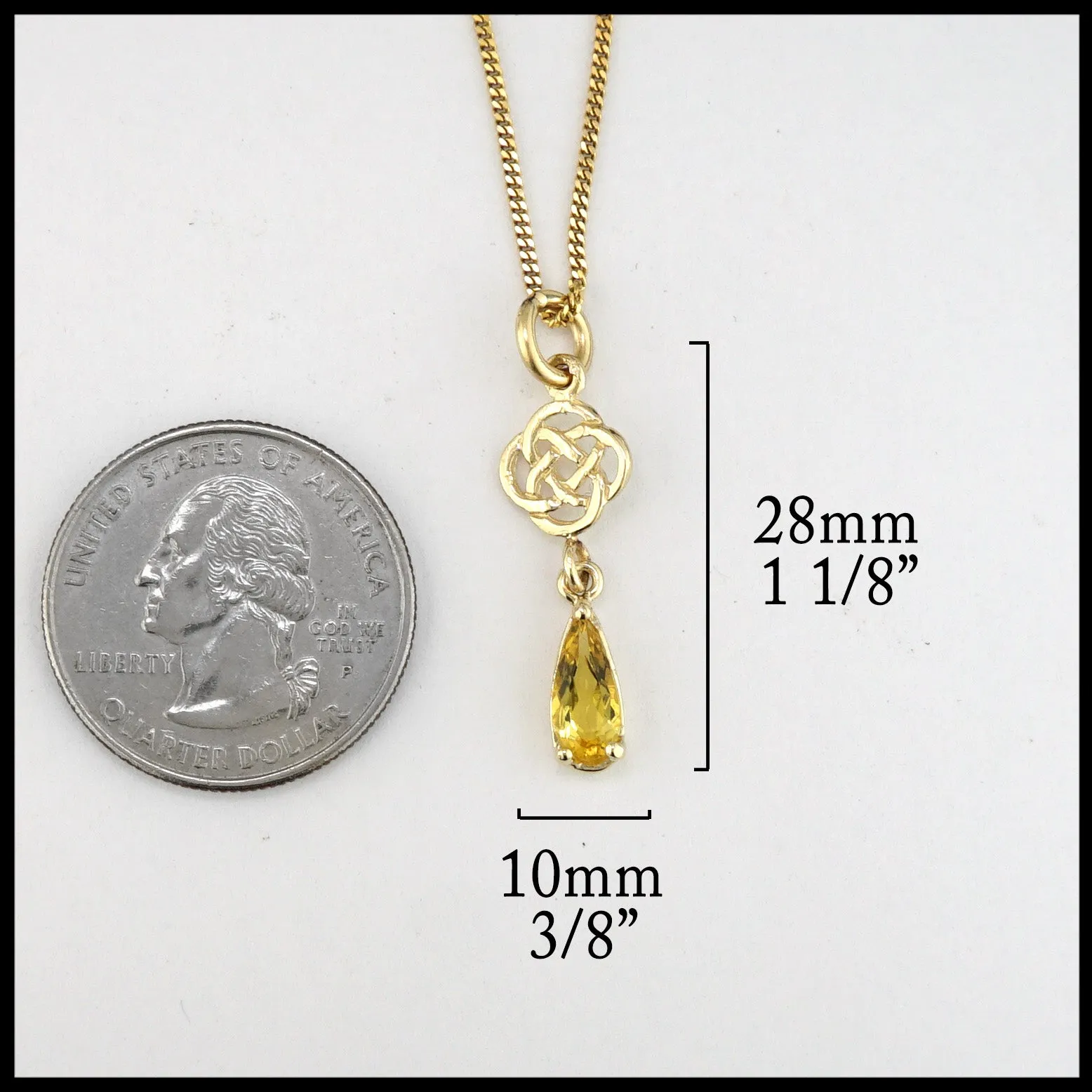 Gold Josephine's Knot Pendant with Yellow Beryl