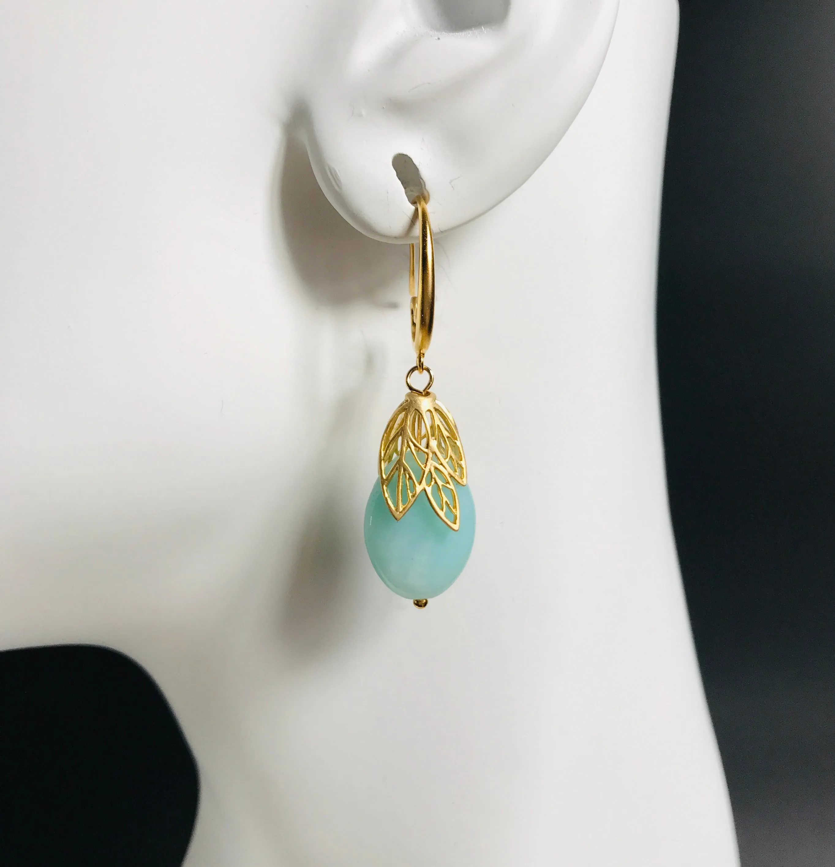 Gold Leaf Amazonite Earrings