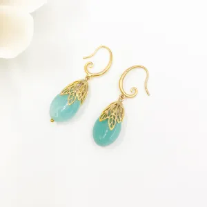 Gold Leaf Amazonite Earrings