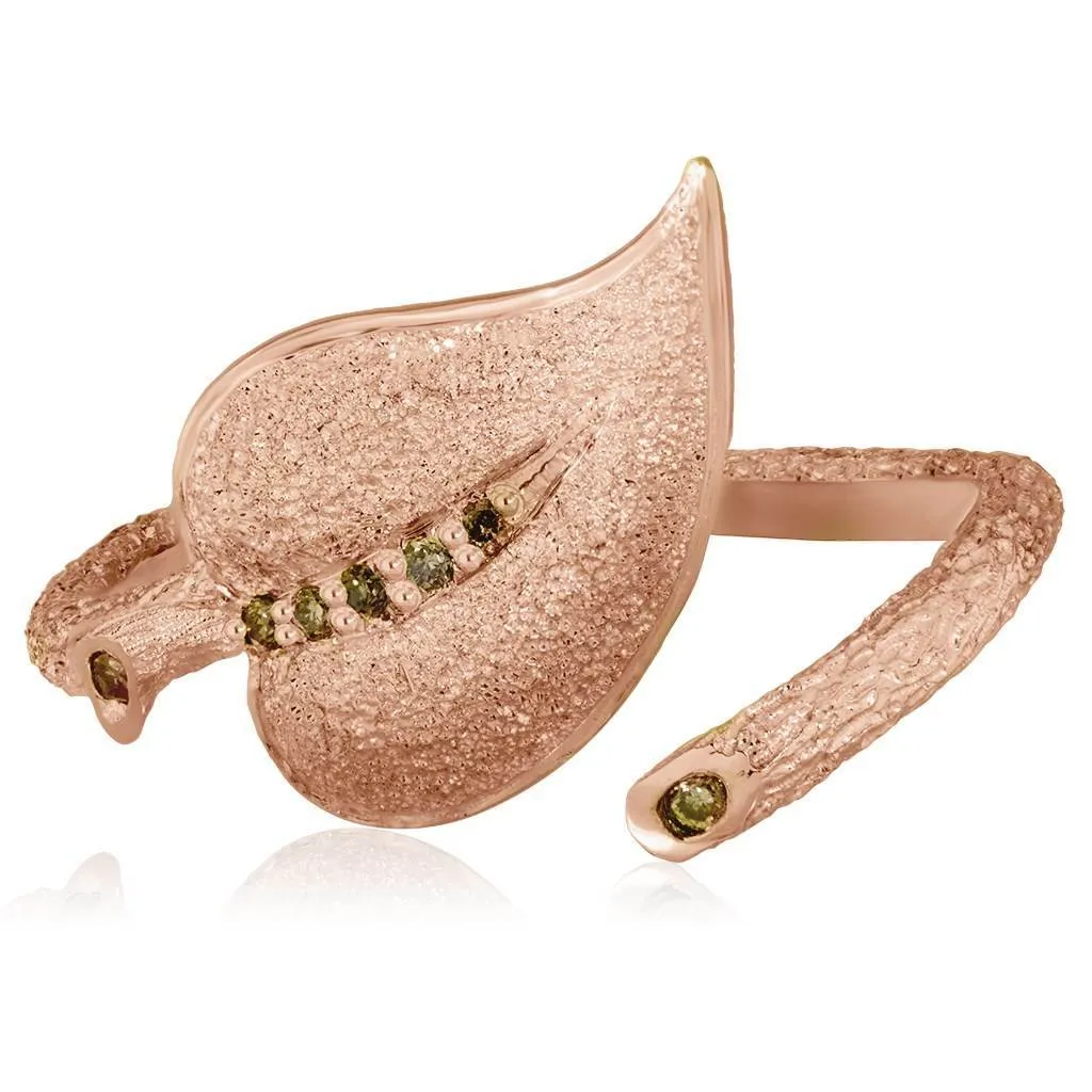 Gold Leaf Ring with Diamonds