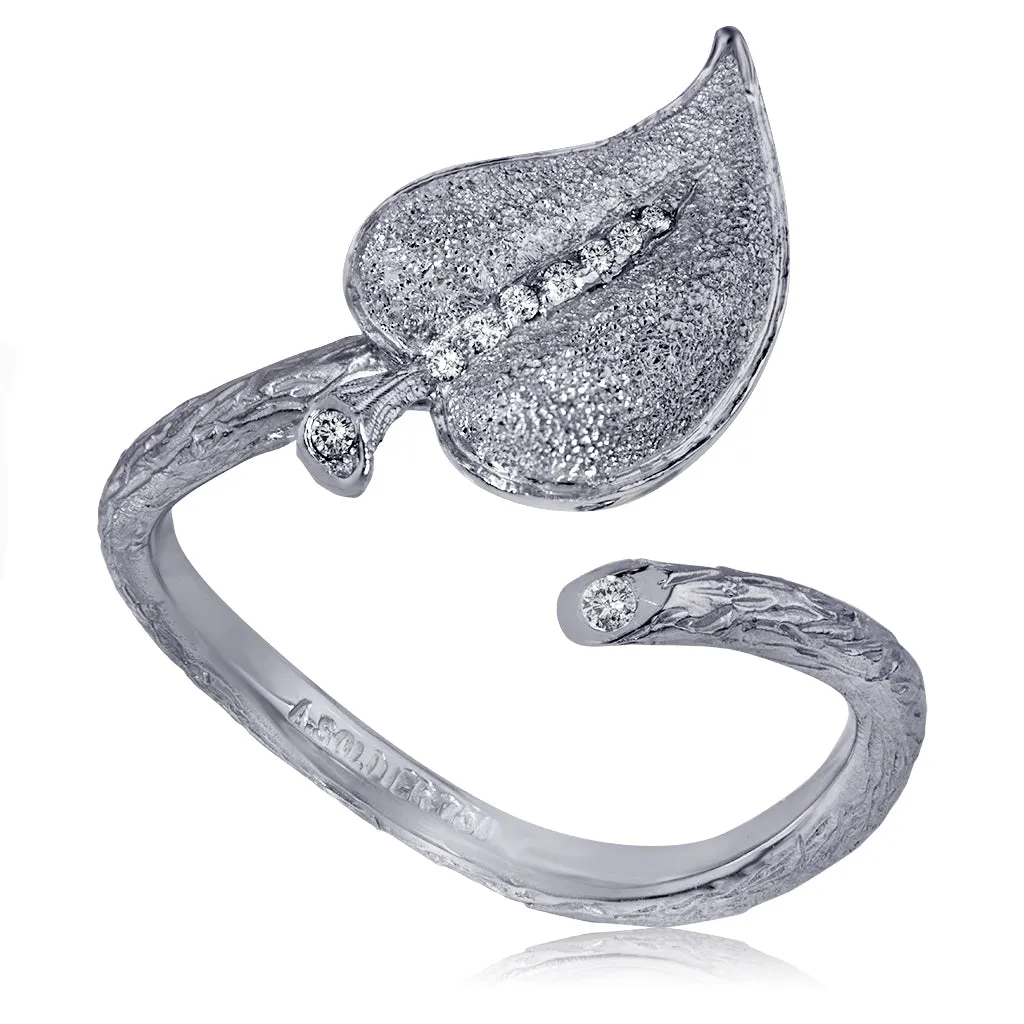 Gold Leaf Ring with Diamonds