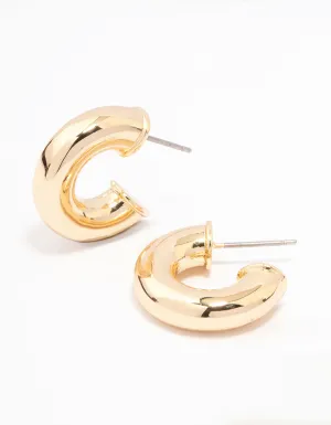 Gold Plated Mini Chunky Hoop Earrings