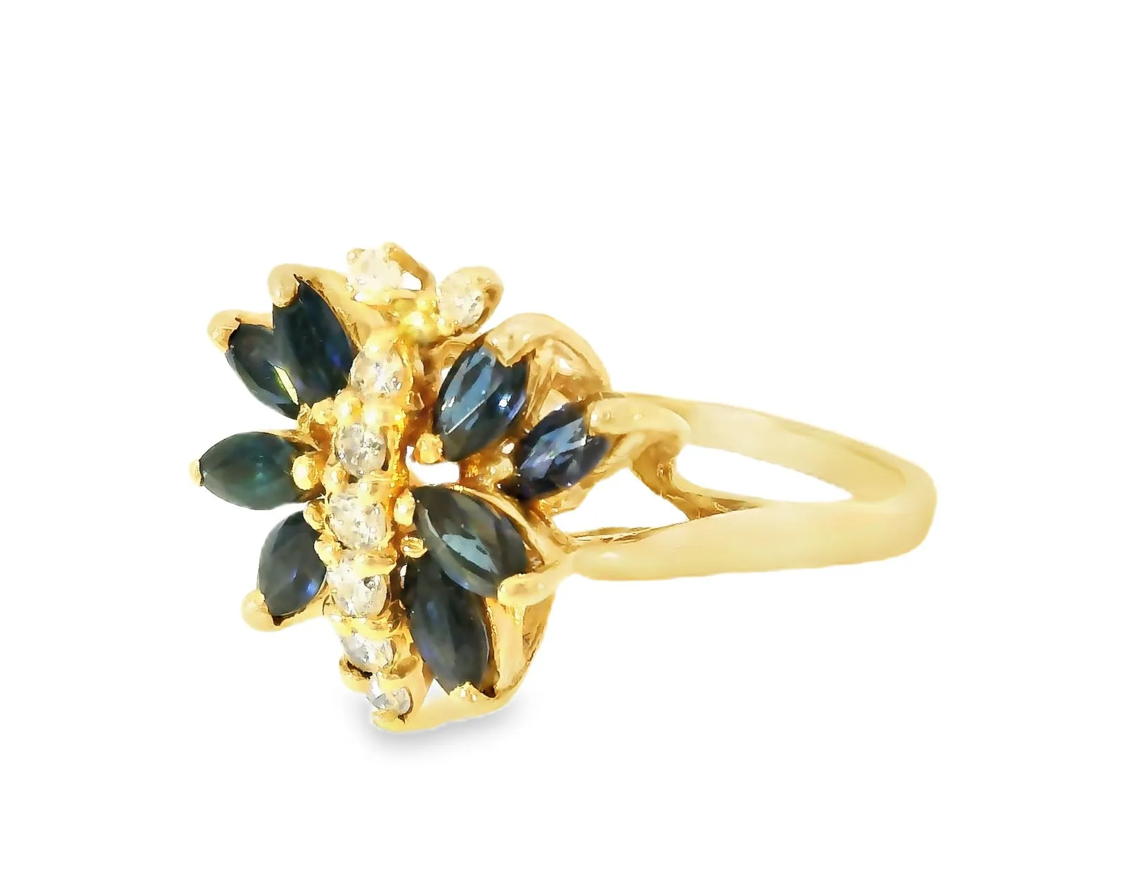 Gorgeous Estate 14K Yellow Gold Diamond Sapphire Butterfly Ring