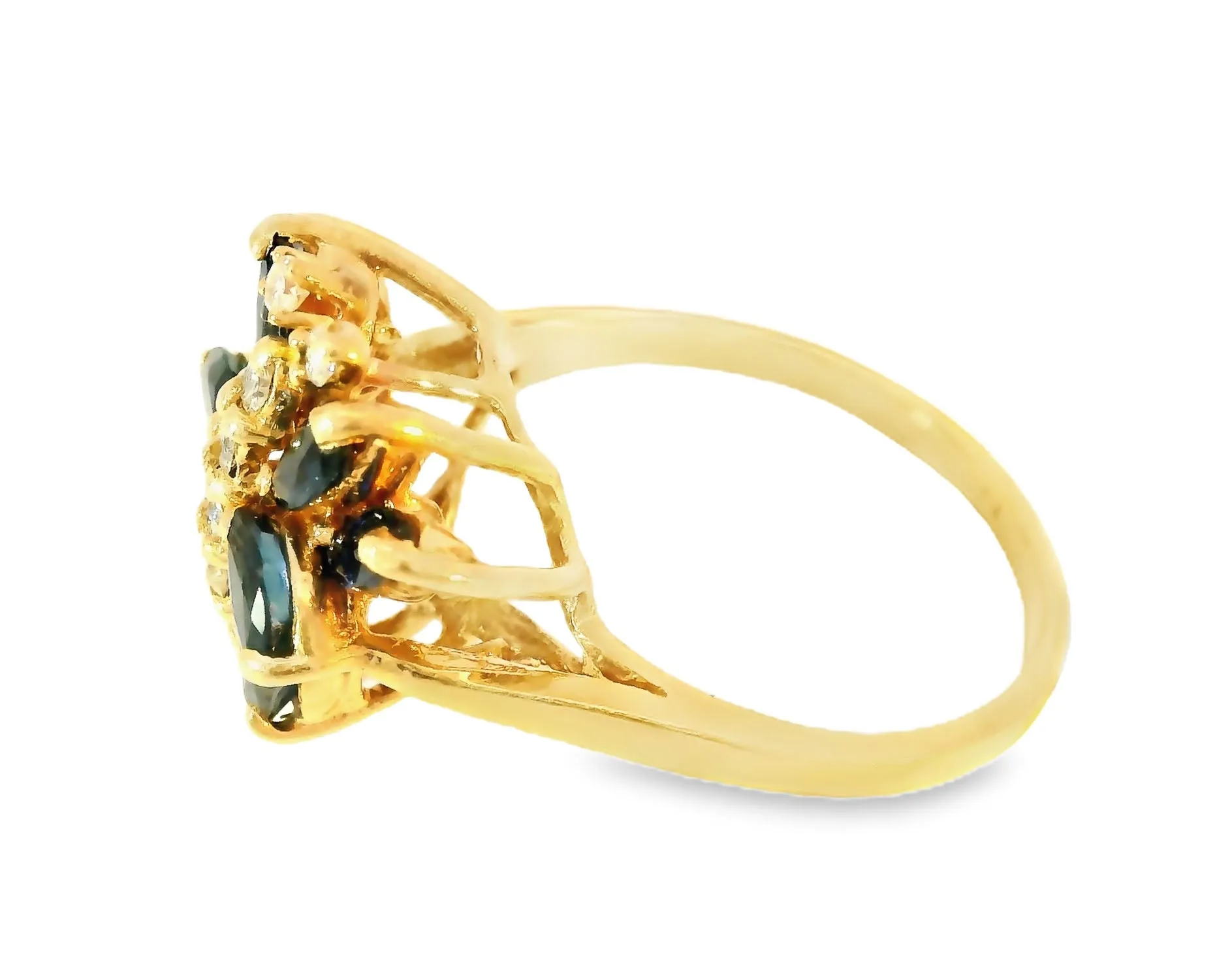 Gorgeous Estate 14K Yellow Gold Diamond Sapphire Butterfly Ring