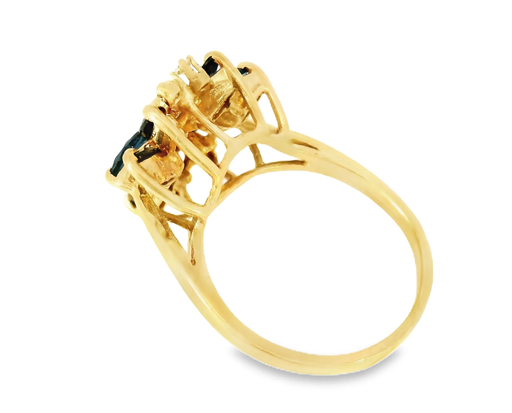 Gorgeous Estate 14K Yellow Gold Diamond Sapphire Butterfly Ring