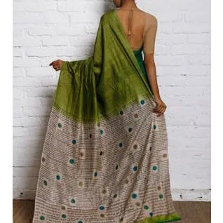 Green & Blue Silk Saree