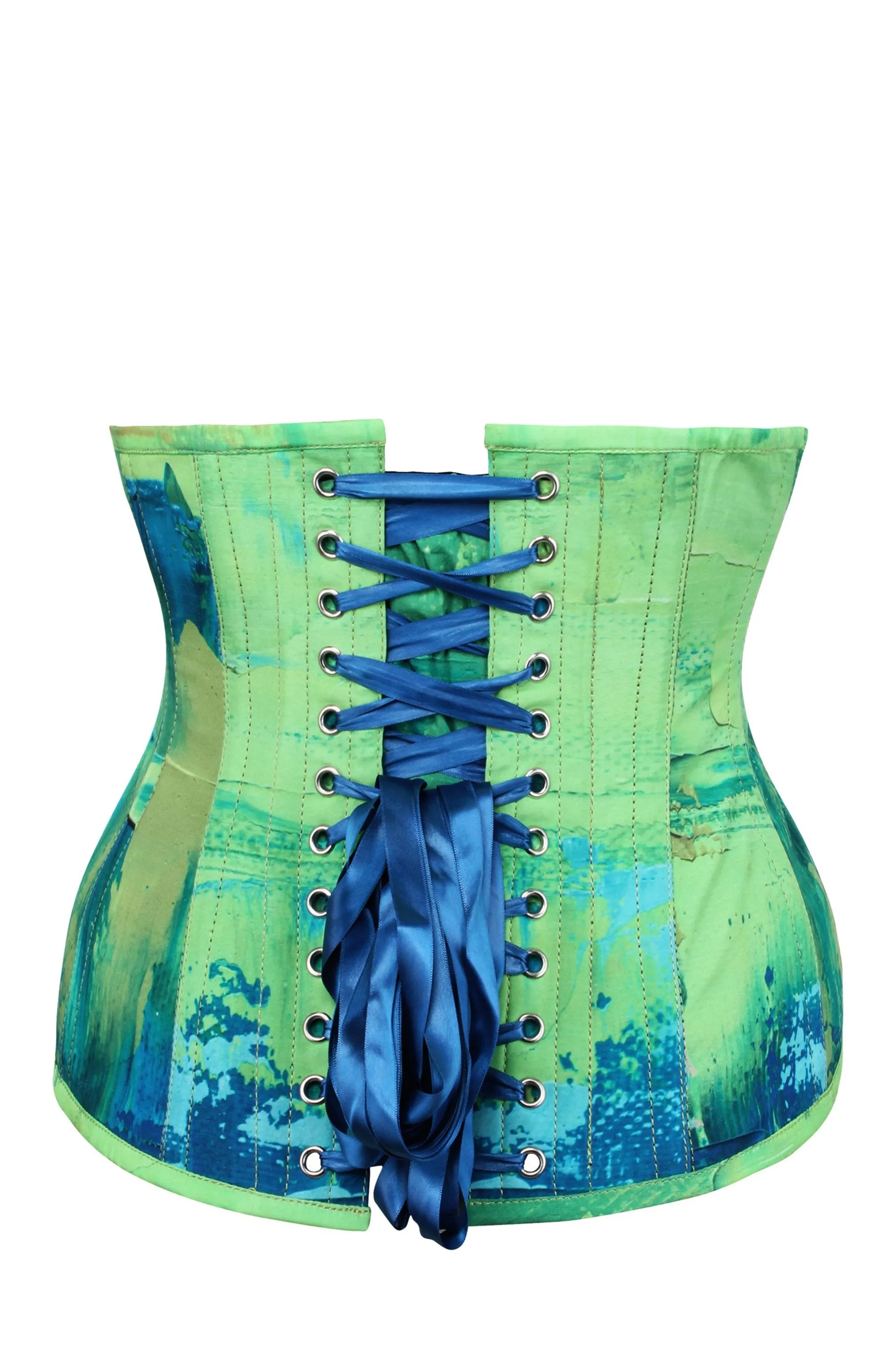 Green and Blue Colour Blot Underbust Corset