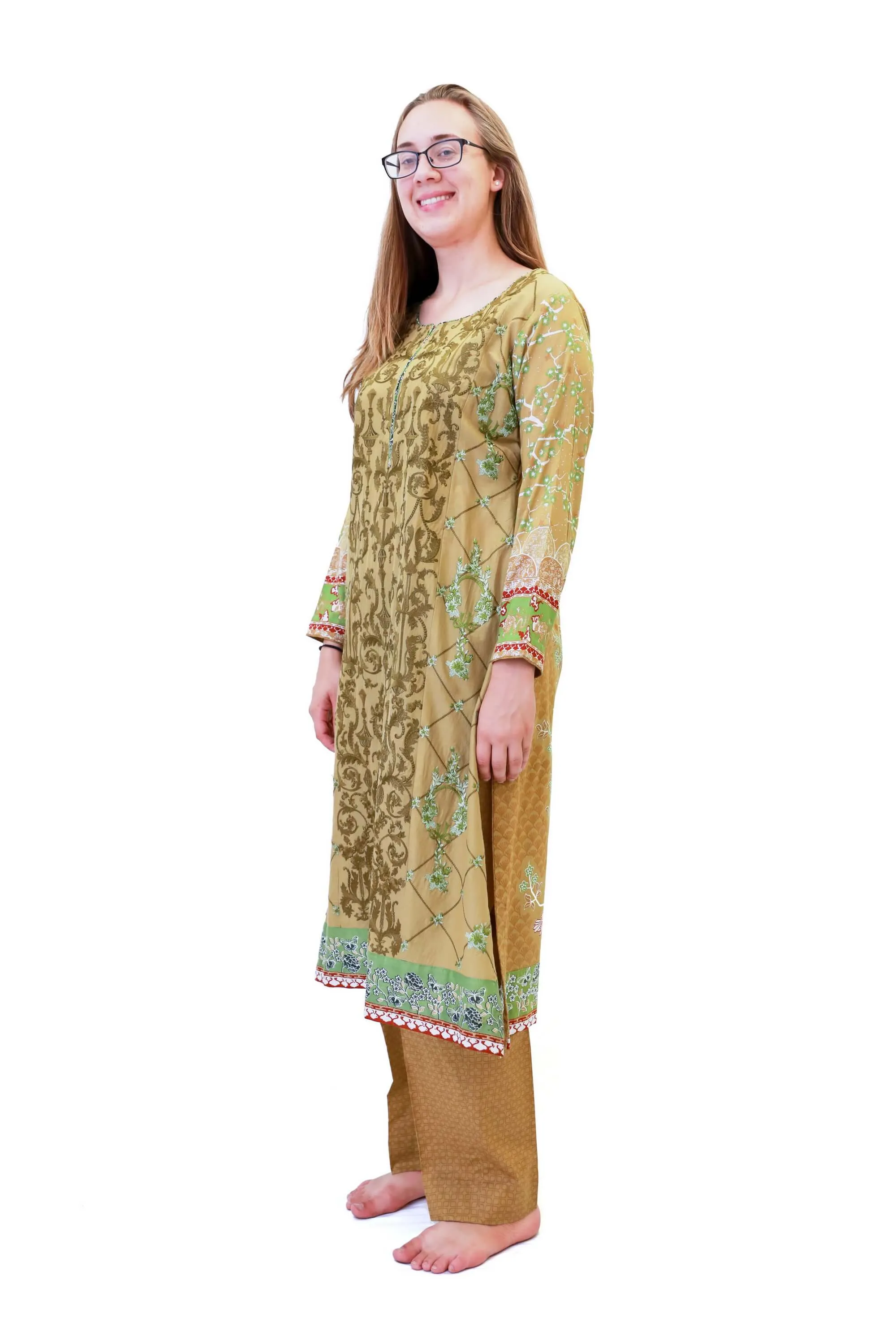 Green Cotton Embroidered Salwar Kameez - Maria B Suit