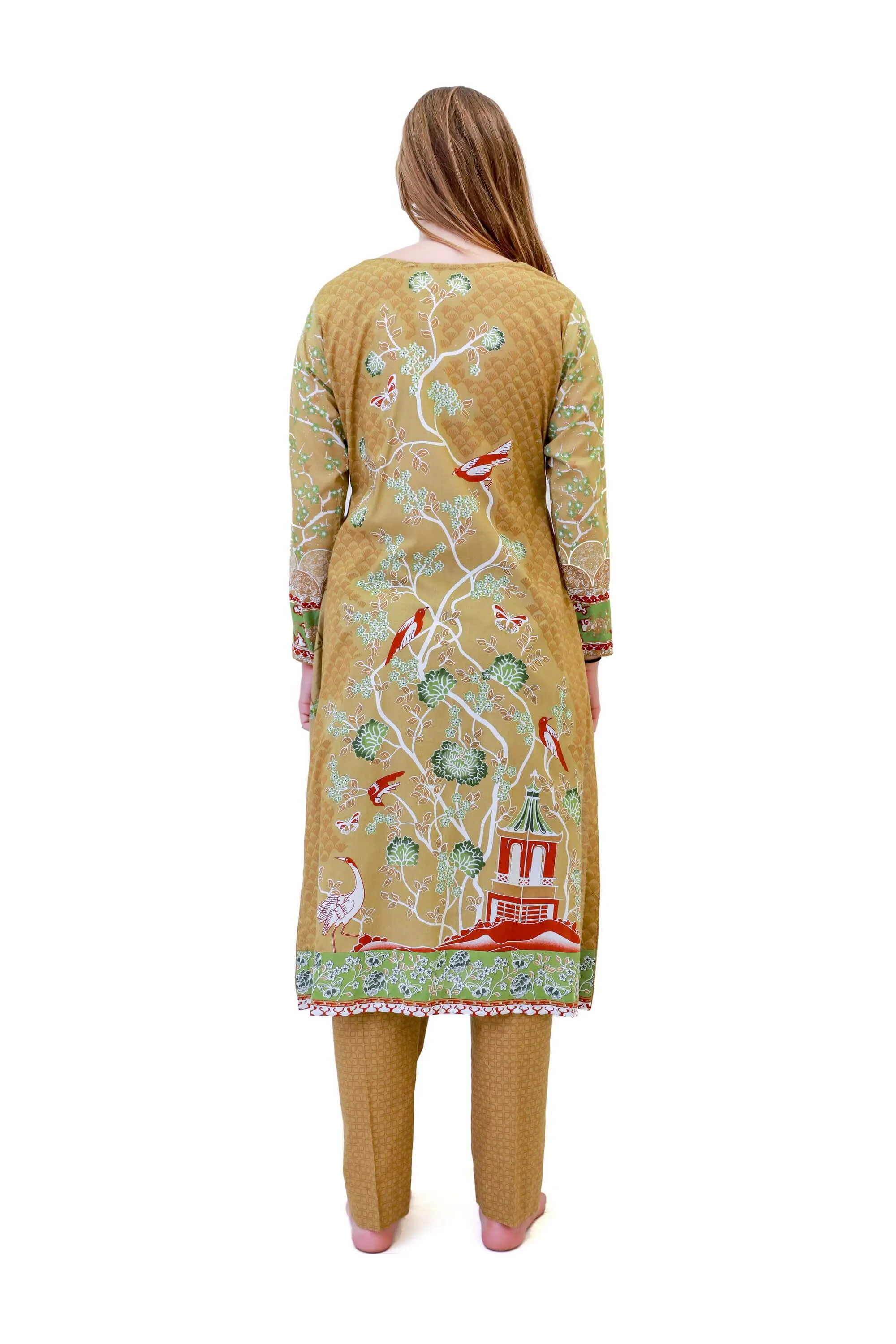 Green Cotton Embroidered Salwar Kameez - Maria B Suit