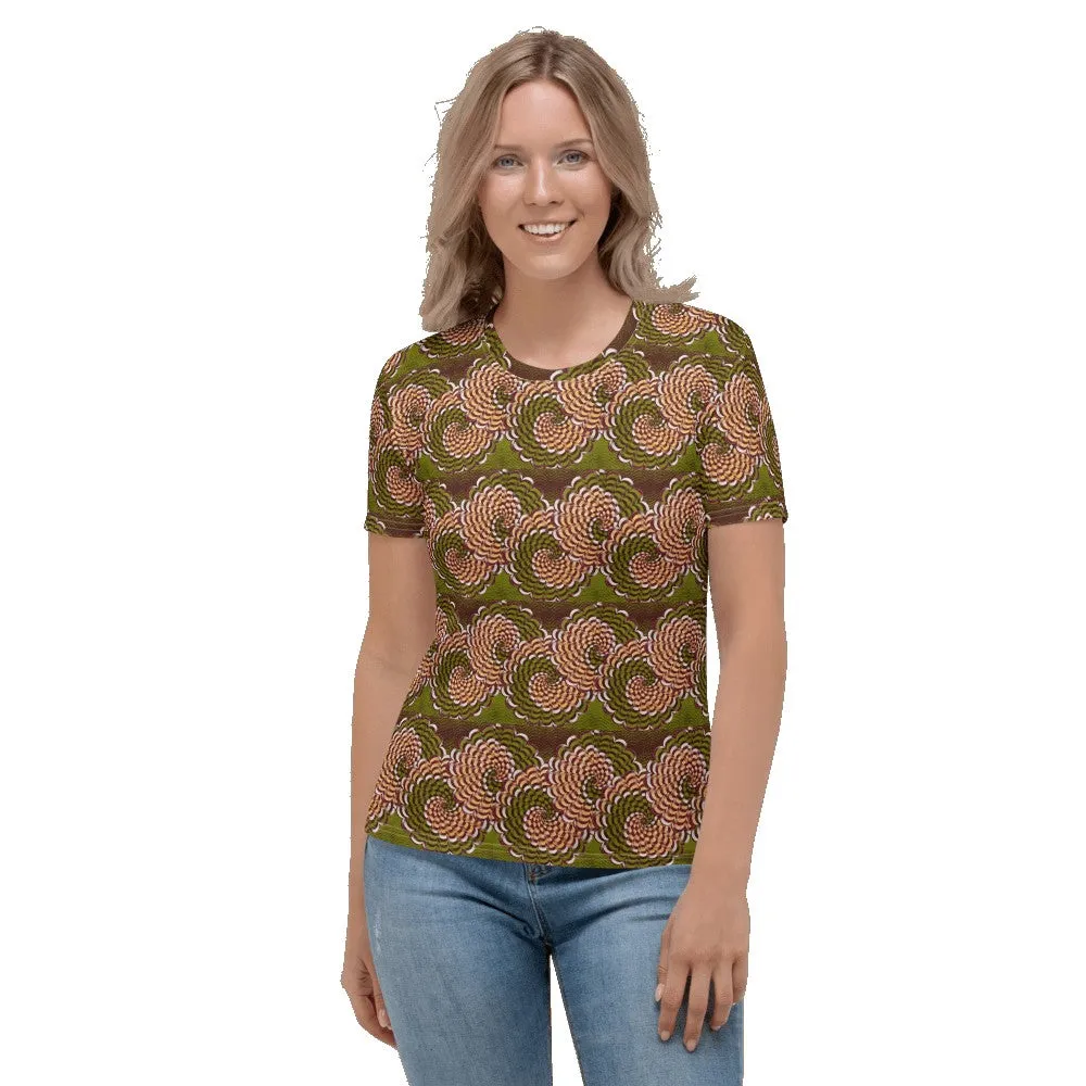 Green Flower African Print Women's T-shirt