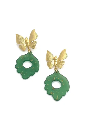 Green Grass Butterfly Dangles