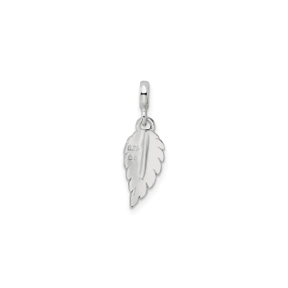 Green Leaf Enamel Charm (Silver)