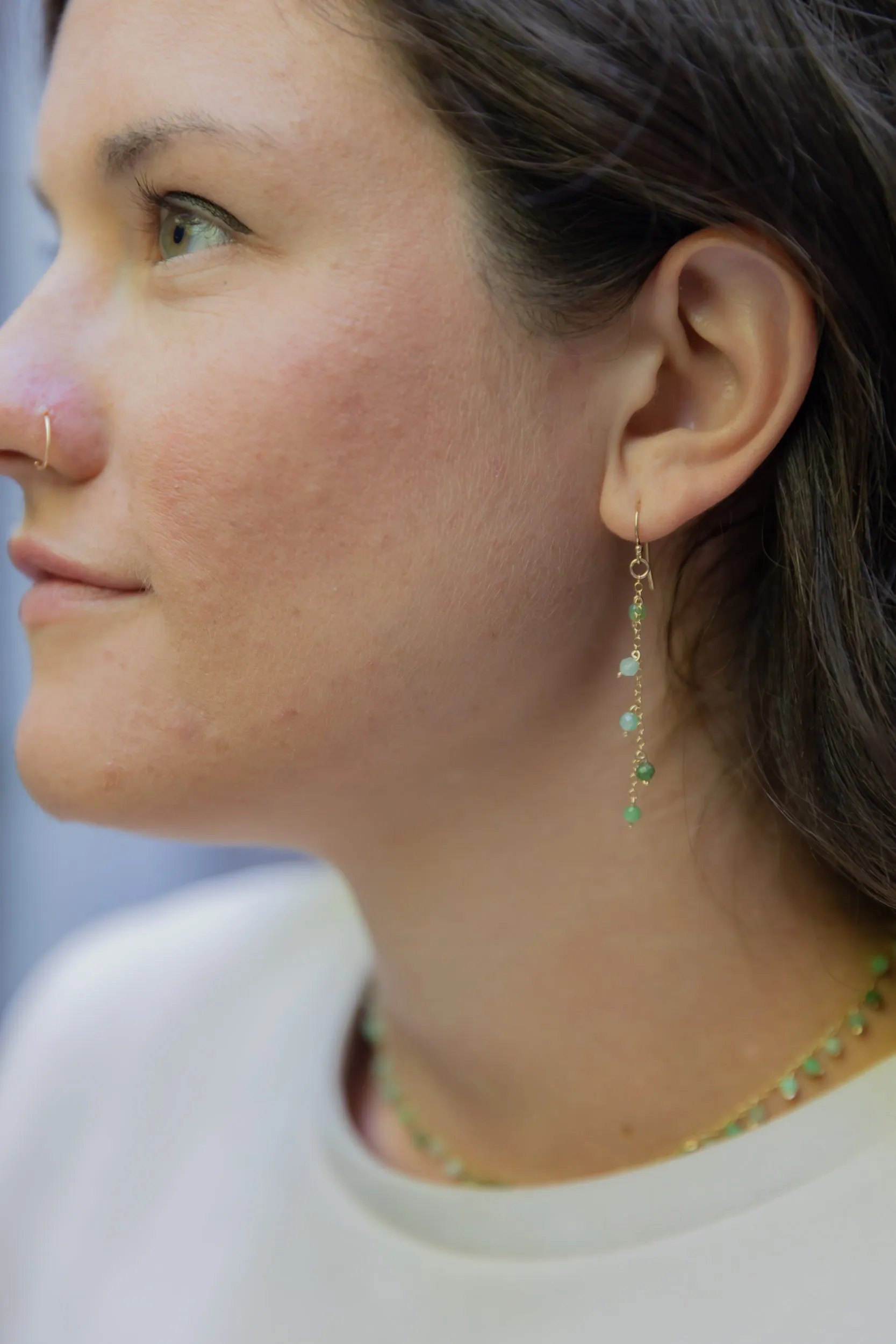 GREEN OPAL 14K GOLD FILLED DROP EARRINGS
