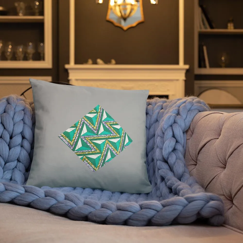Grey Green African Print Pillow