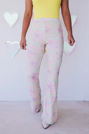 Groovy Floral Flare Pants - Multi