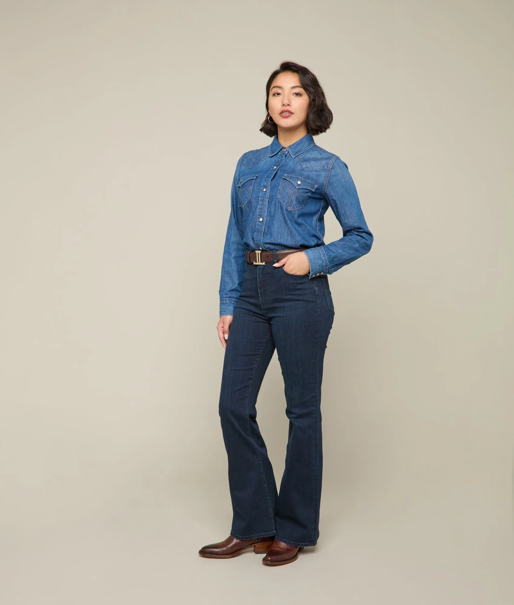 Hadley High-Waist Flare Jean :: Blue Northern