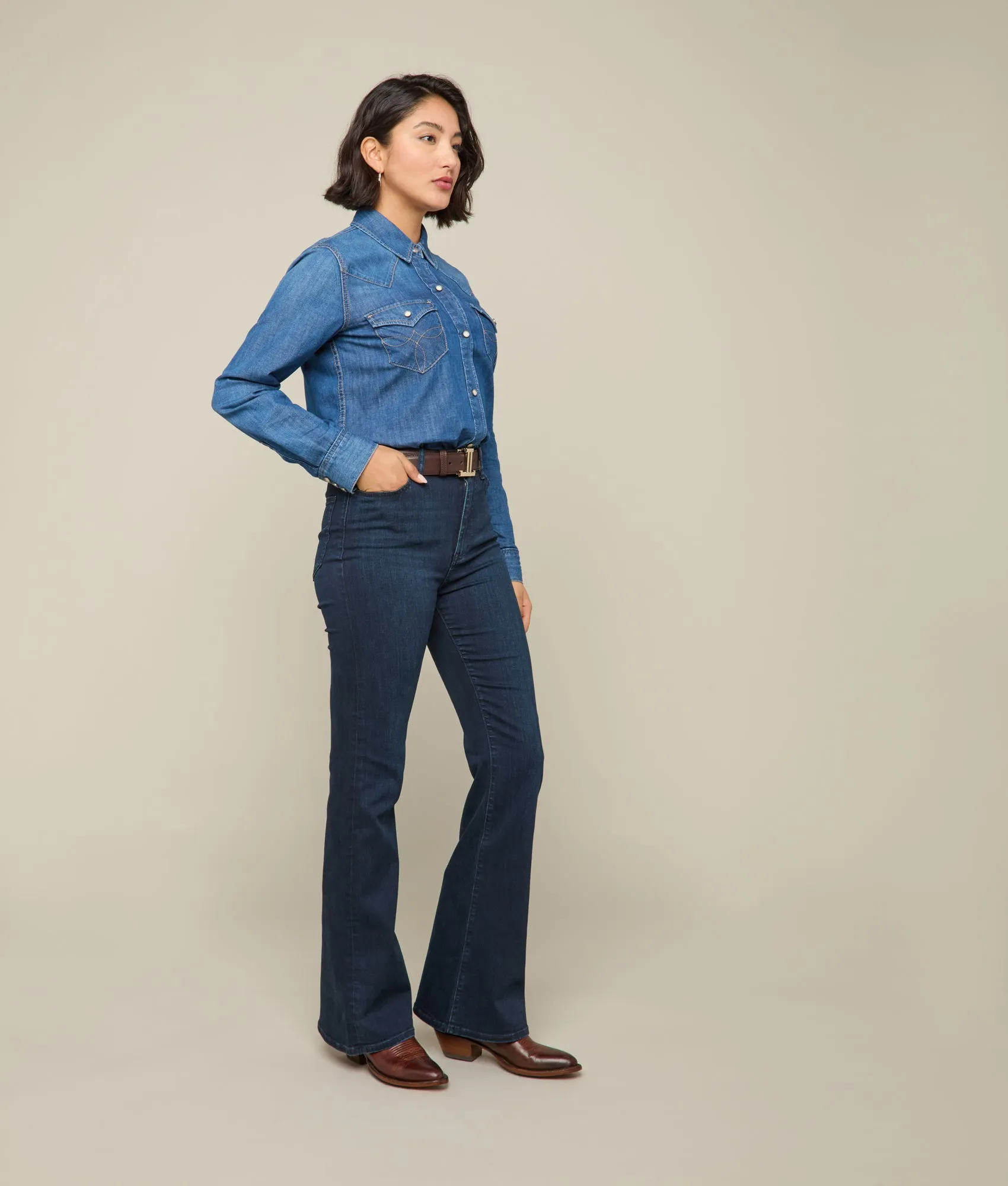 Hadley High-Waist Flare Jean :: Blue Northern