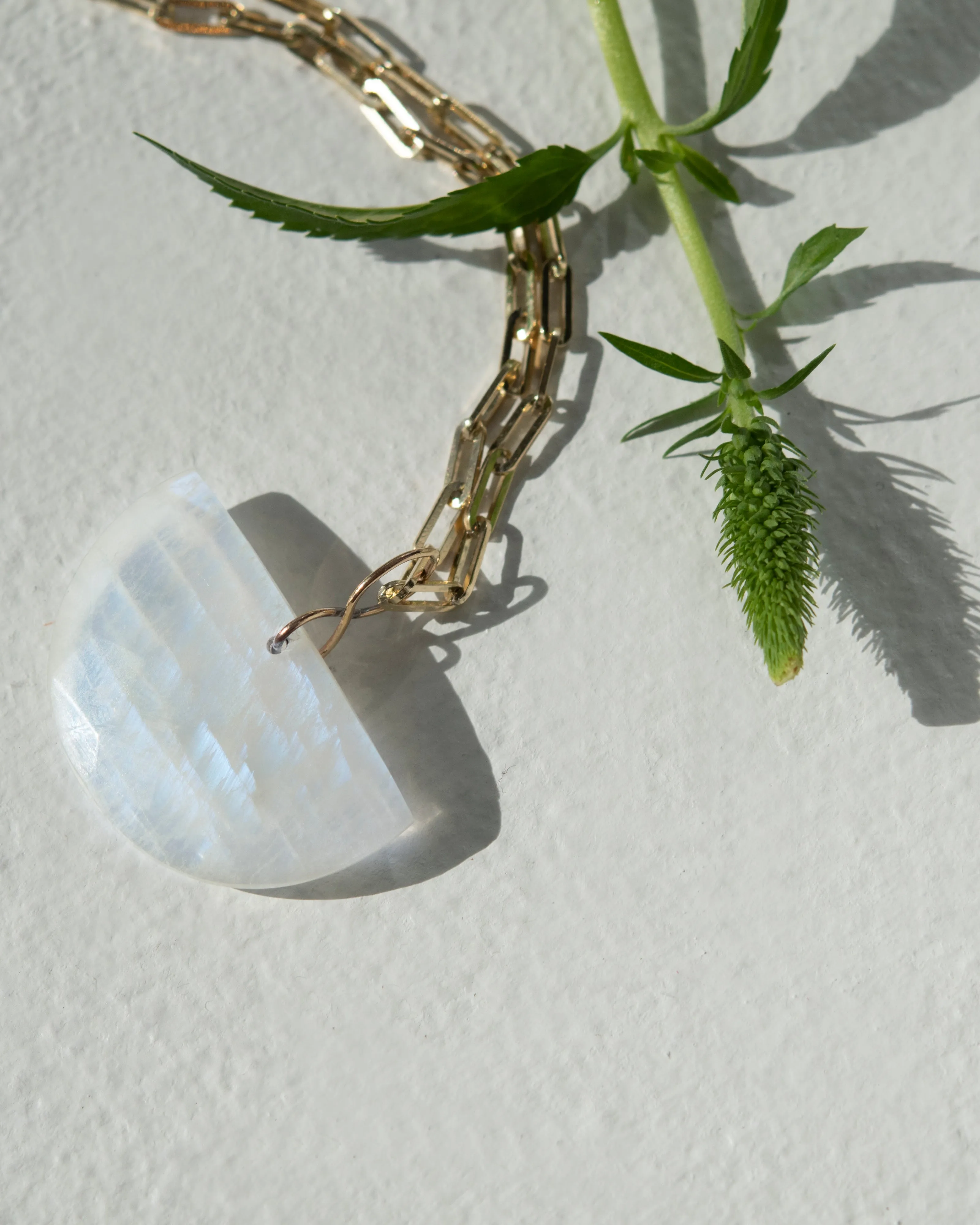Half Moon Faceted Moonstone Amulet Necklace