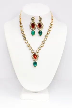 Handcrafted Red & Green Jewelry Set - Indian