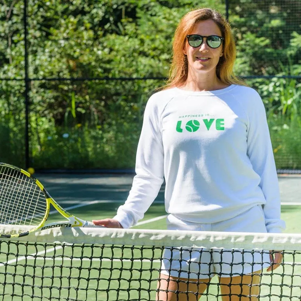 Happiness is... Women's Tennis Love Sweatshirt - White/Green