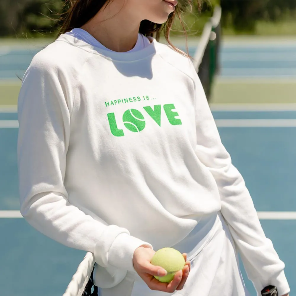 Happiness is... Women's Tennis Love Sweatshirt - White/Green
