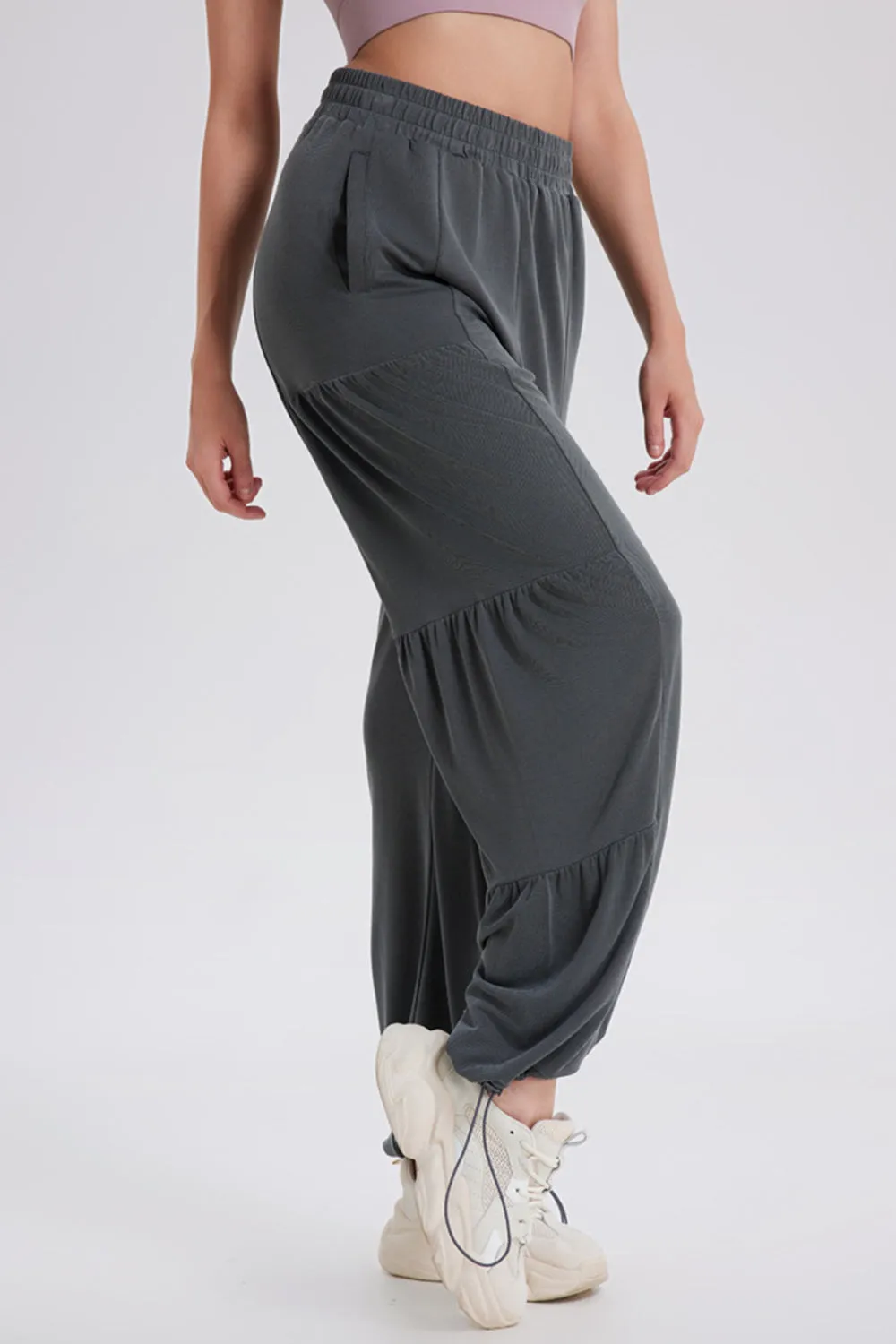 Hazel Blues® |  Basic Bae Drawstring Elastic Waist Ruched Joggers