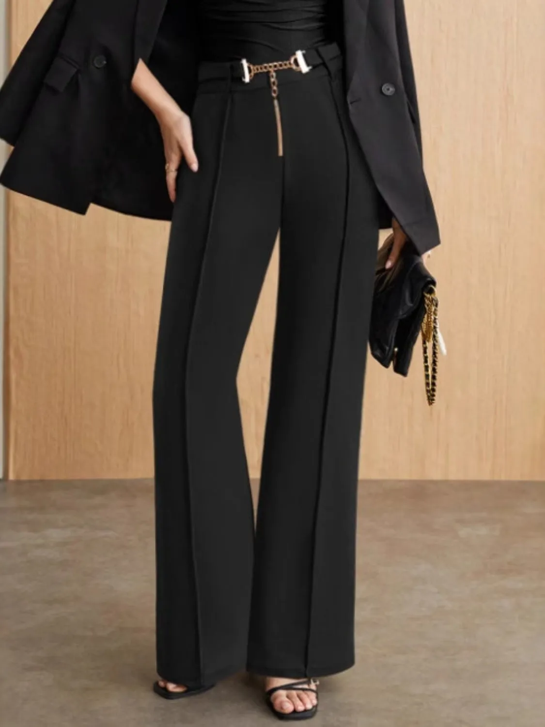 Hazel Blues® |  Chain Detail High Waist Pants