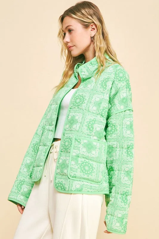 Hazel Blues® |  Davi & Dani Vintage Print Open Front Jacket with Pockets