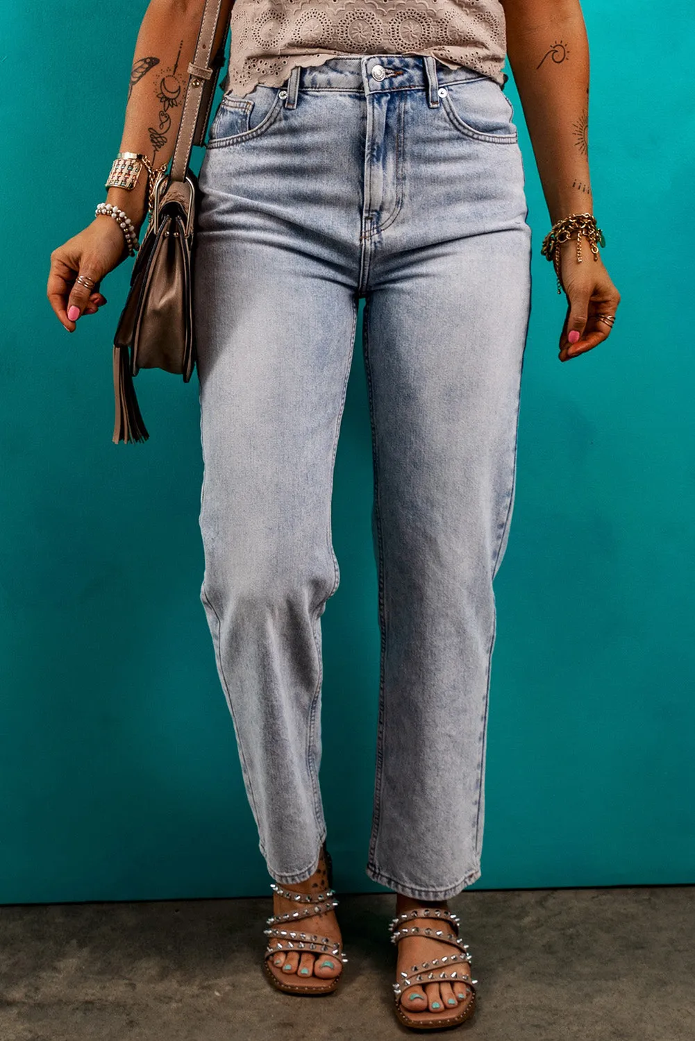 Hazel Blues® |  Pocketed Mid-Rise Waist Jeans
