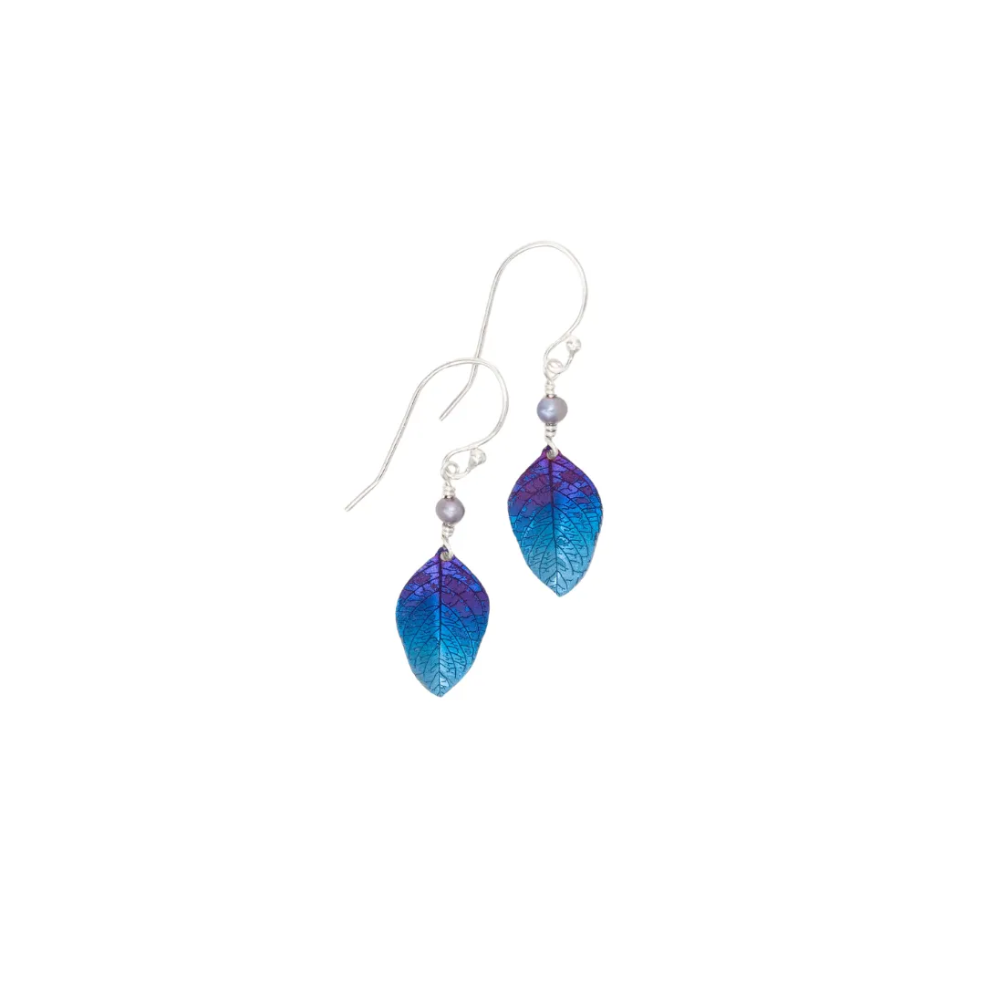 Healing Leaf Earrings in Navy