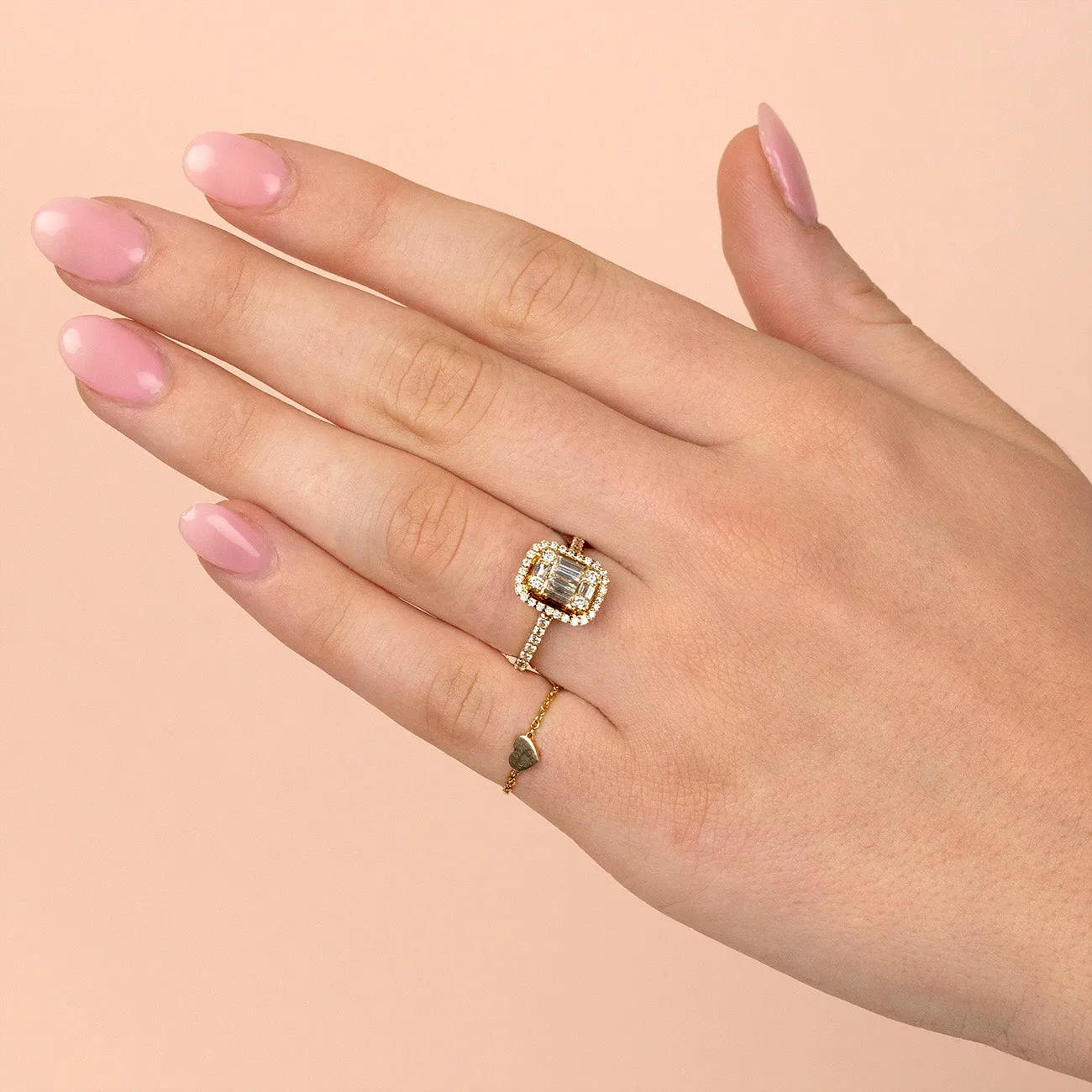 Heart Chain Ring 14K