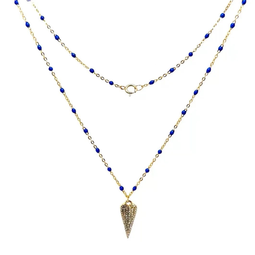 Hearty Lapis Necklace In 14K
