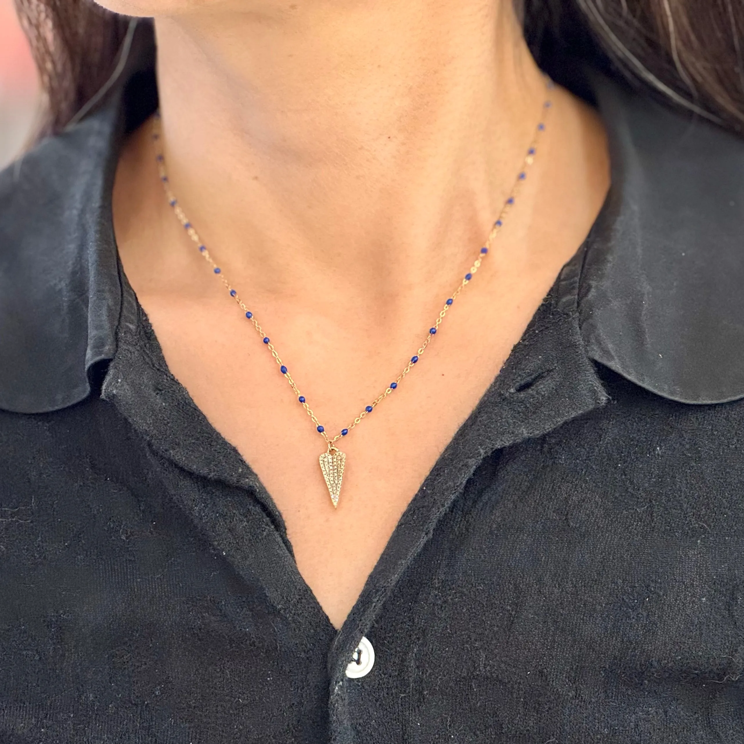 Hearty Lapis Necklace In 14K