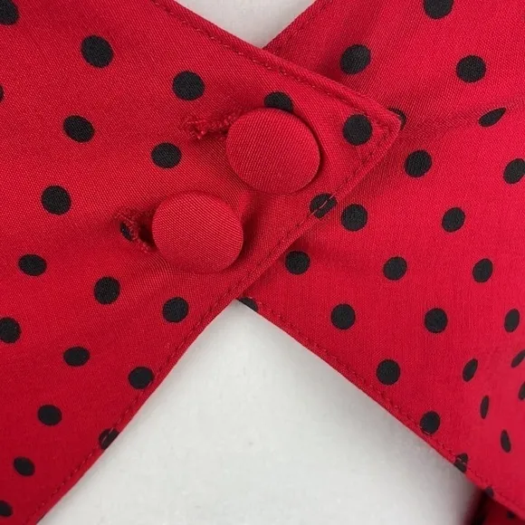 Hell Bunny Vixen Polka Dot Retro Pin Up Wiggle Red Dress Sz M