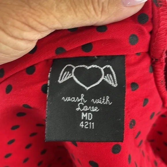 Hell Bunny Vixen Polka Dot Retro Pin Up Wiggle Red Dress Sz M