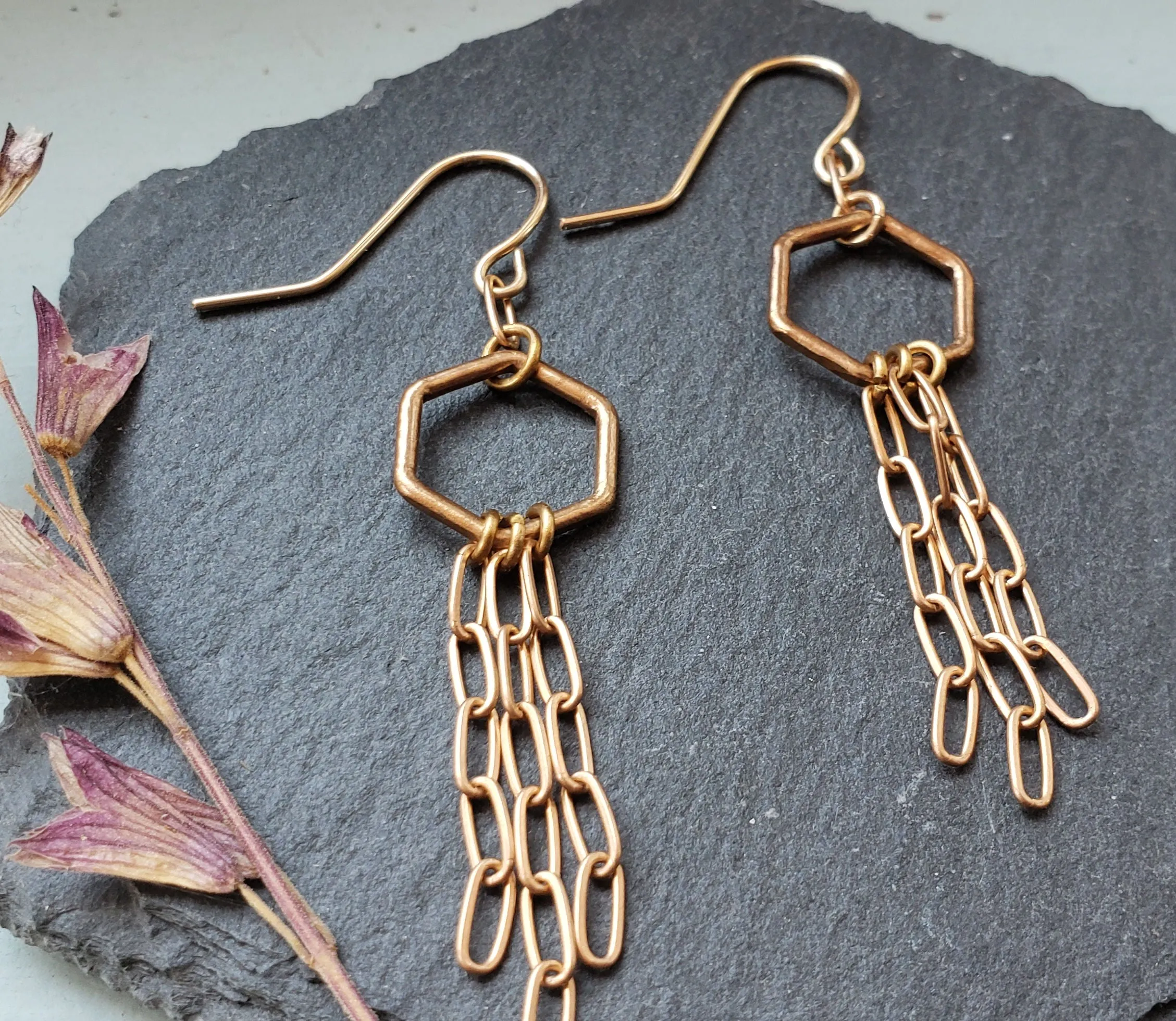 Hexagons and Chains Earrings