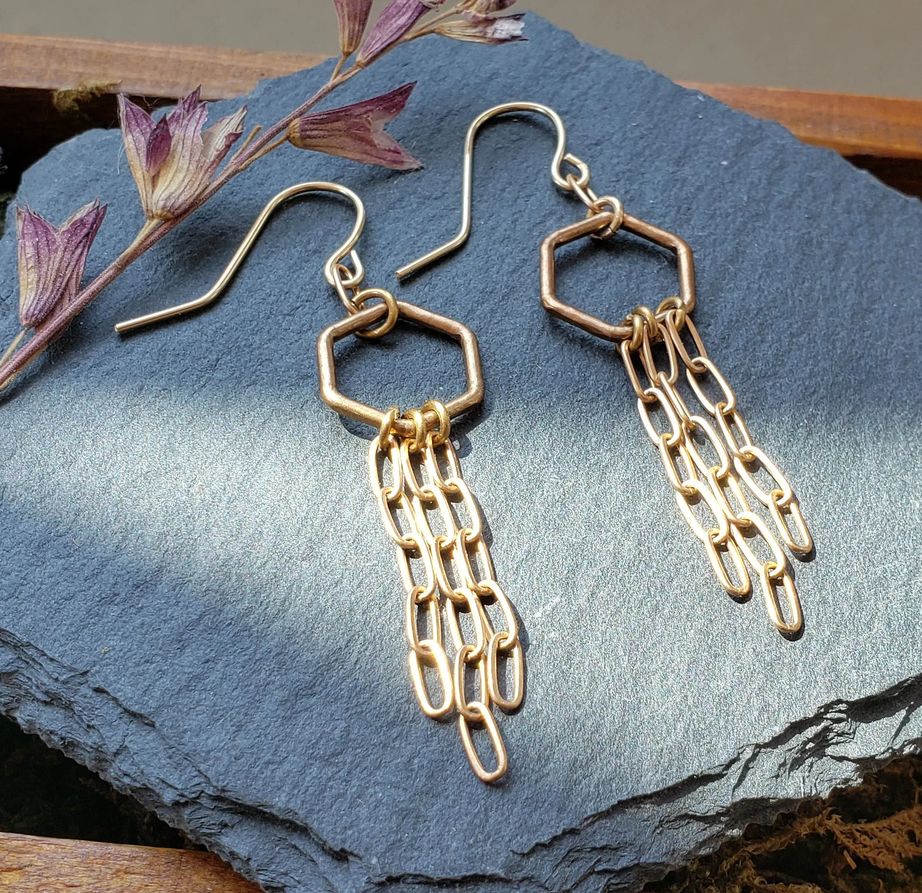 Hexagons and Chains Earrings