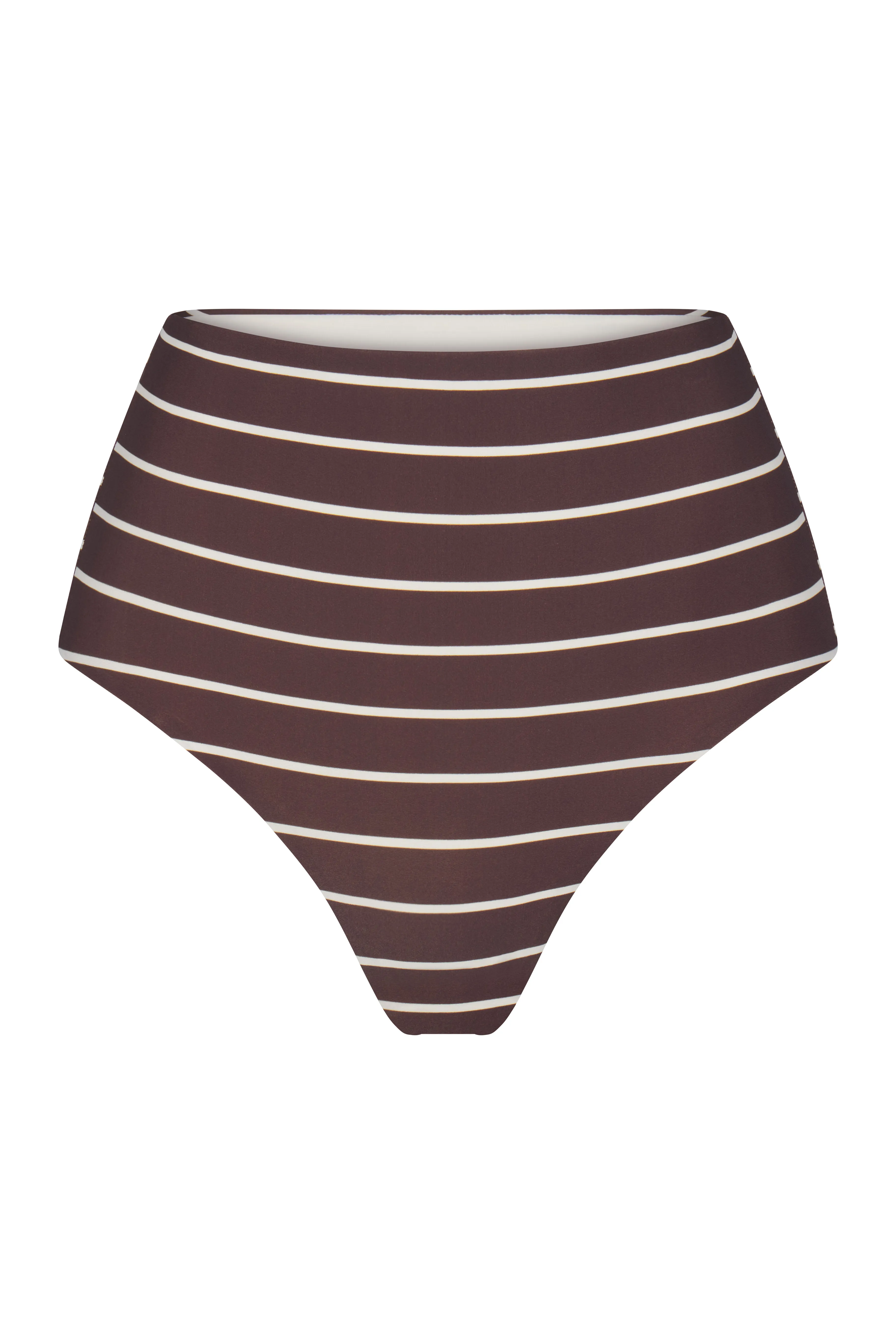 High-Waist Bikini Bottom in Espresso Odd Stripes