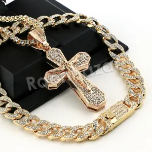 Hip Hop Quavo Bold Cross Miami Cuban Choker Tennis Chain Necklace L35