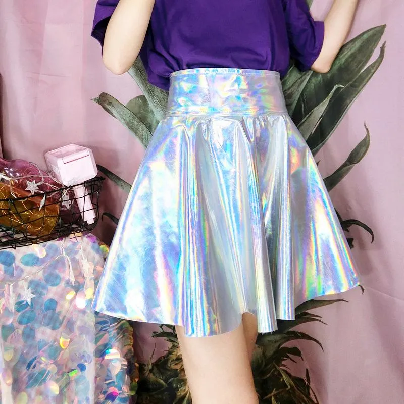 Holographic Laser High Waist Skirt SD00882