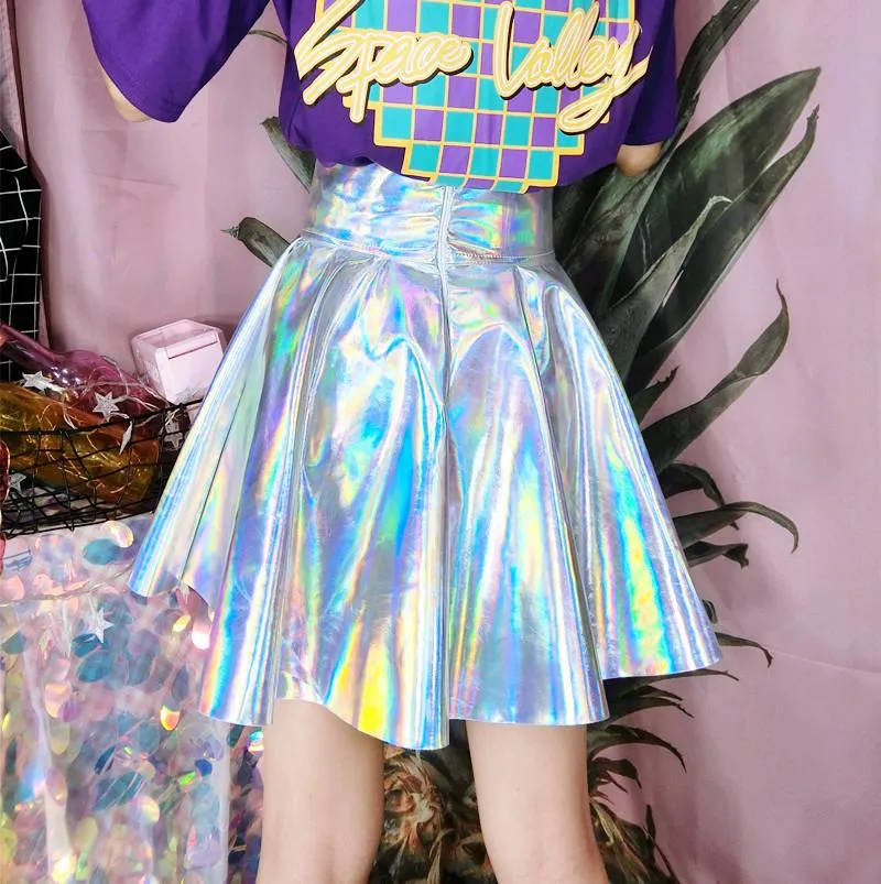 Holographic Laser High Waist Skirt SD00882