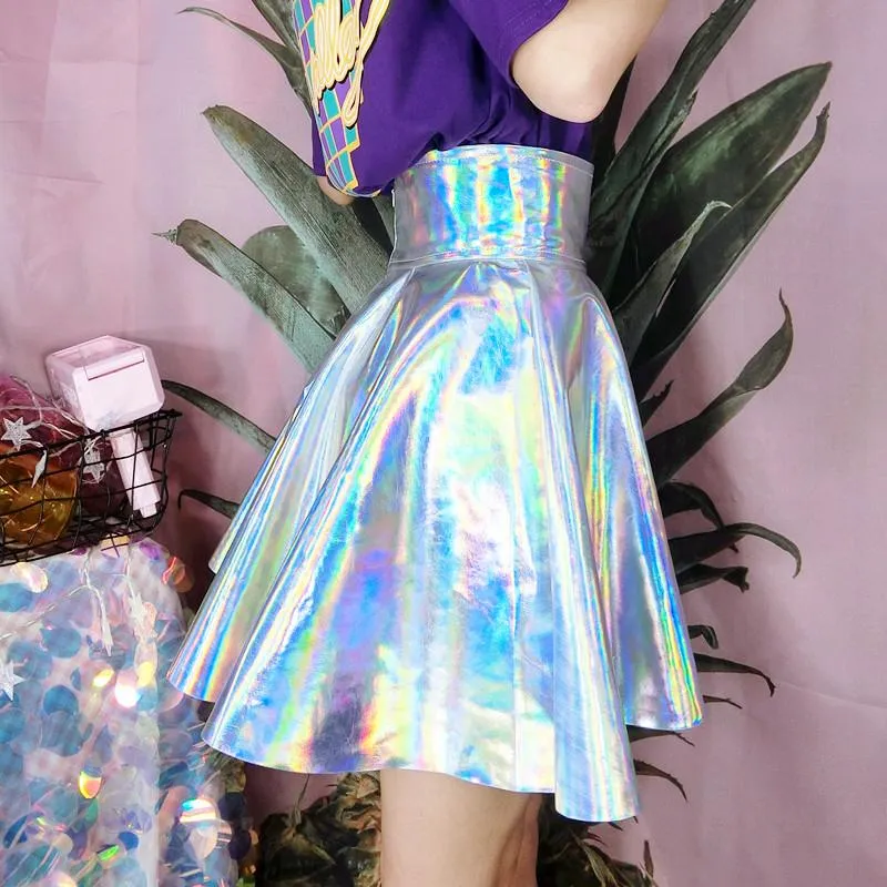 Holographic Laser High Waist Skirt SD00882