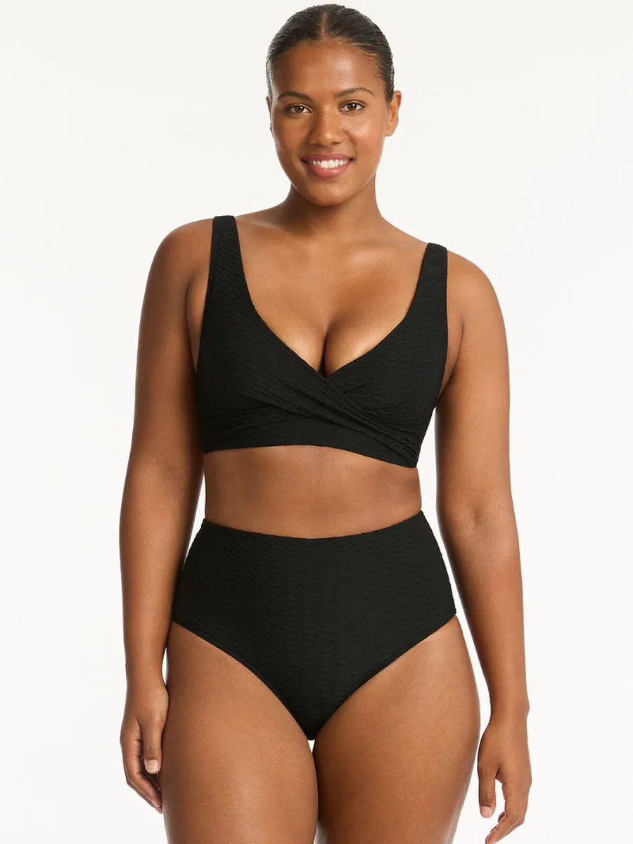 Honeycomb High Waist Bottom in Black