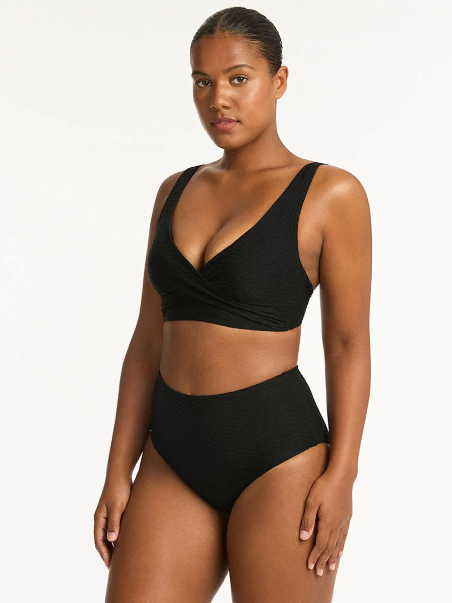 Honeycomb High Waist Bottom in Black