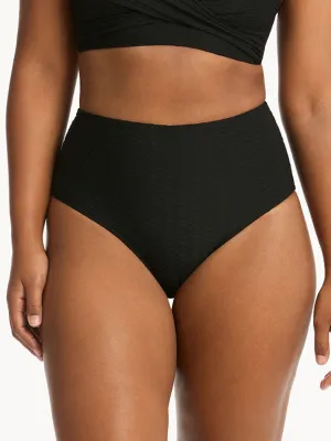 Honeycomb High Waist Bottom in Black