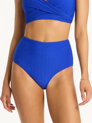 Honeycomb High Waist Bottom in Cobalt
