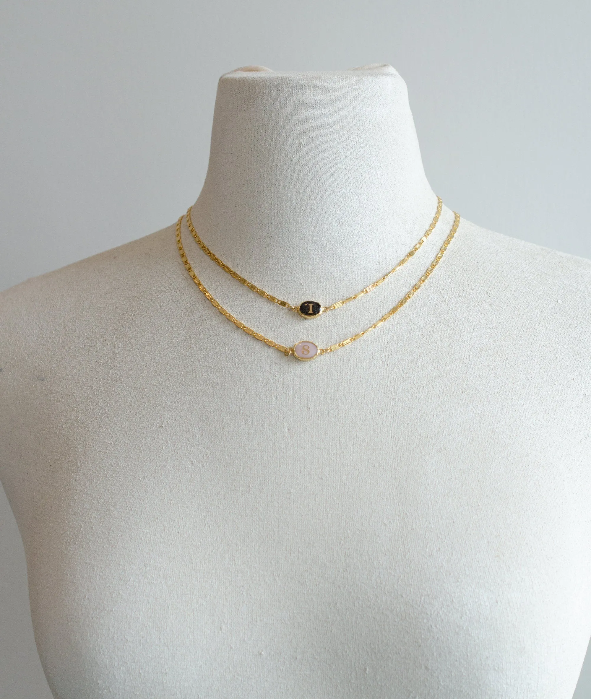 horizontal Initial gemstone necklace, personalized monogram initial ,dainty necklace, gemstone jewelry, gift for friend, dainty necklace,