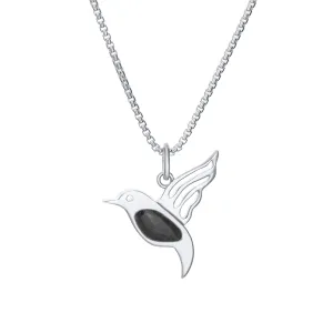 Hummingbird Cremation Necklace in 14K White Gold